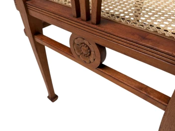 Art Nouveau Armchair with Wicker Seat by H.P. Mutters & Zoon, 1900s